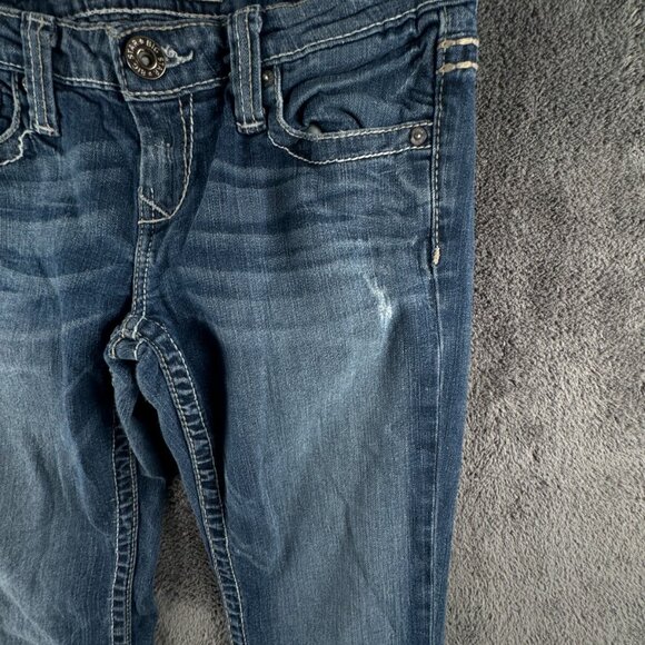 Big Star Sweet Boot Ultra Low Rise Denim Jeans Women Blue 27Lx33 Embroidered - Picture 3 of 16